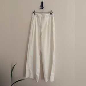 Zara White Wide-Leg Drawstring trousers